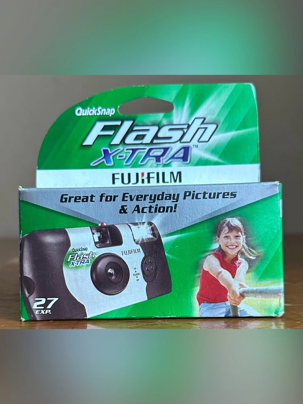 Fujifilm Flash X-TRA Disposable Camera in Green and White